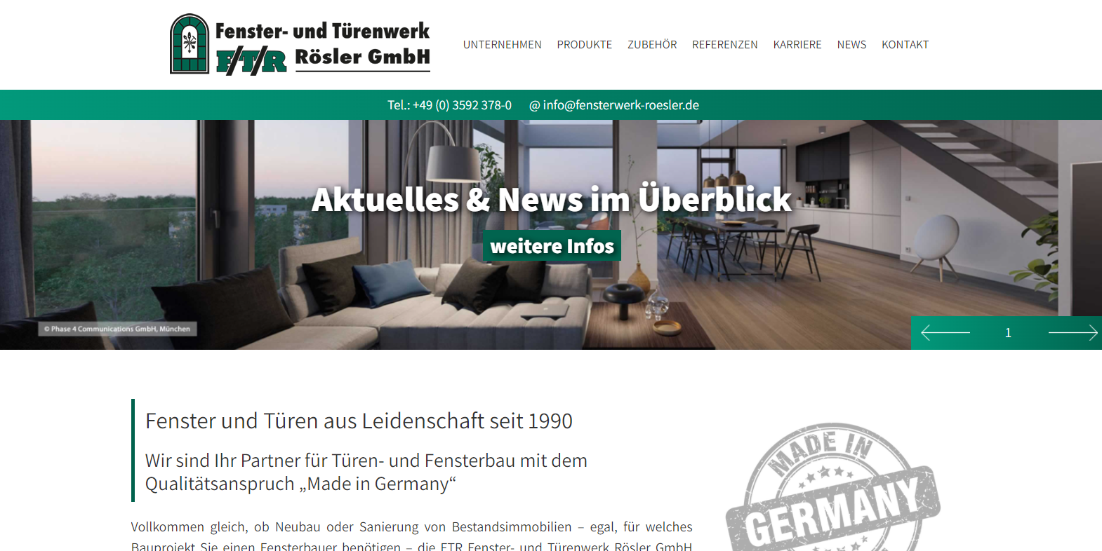 Firmen-Homepage mit SEO Optimierung im Türen- & Fensterbau - Deutschland