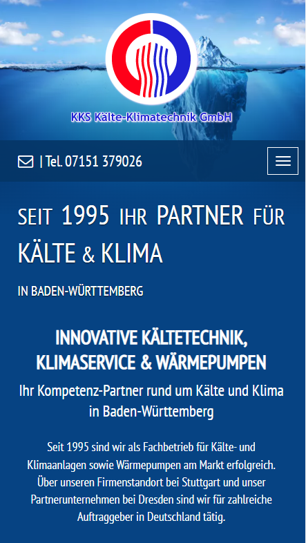 responsive Webdesign für Kälte- & Klimatechnik GmbH bei Stuttgart